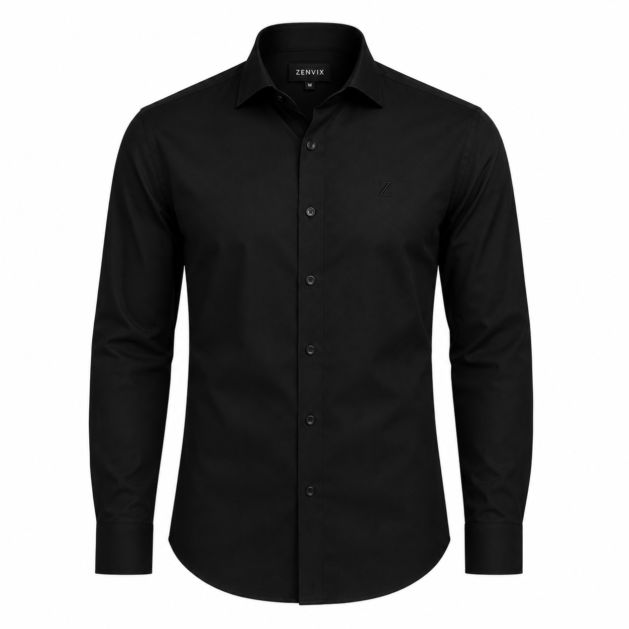 Zenvix Noir Tailored Shirt – Midnight Black